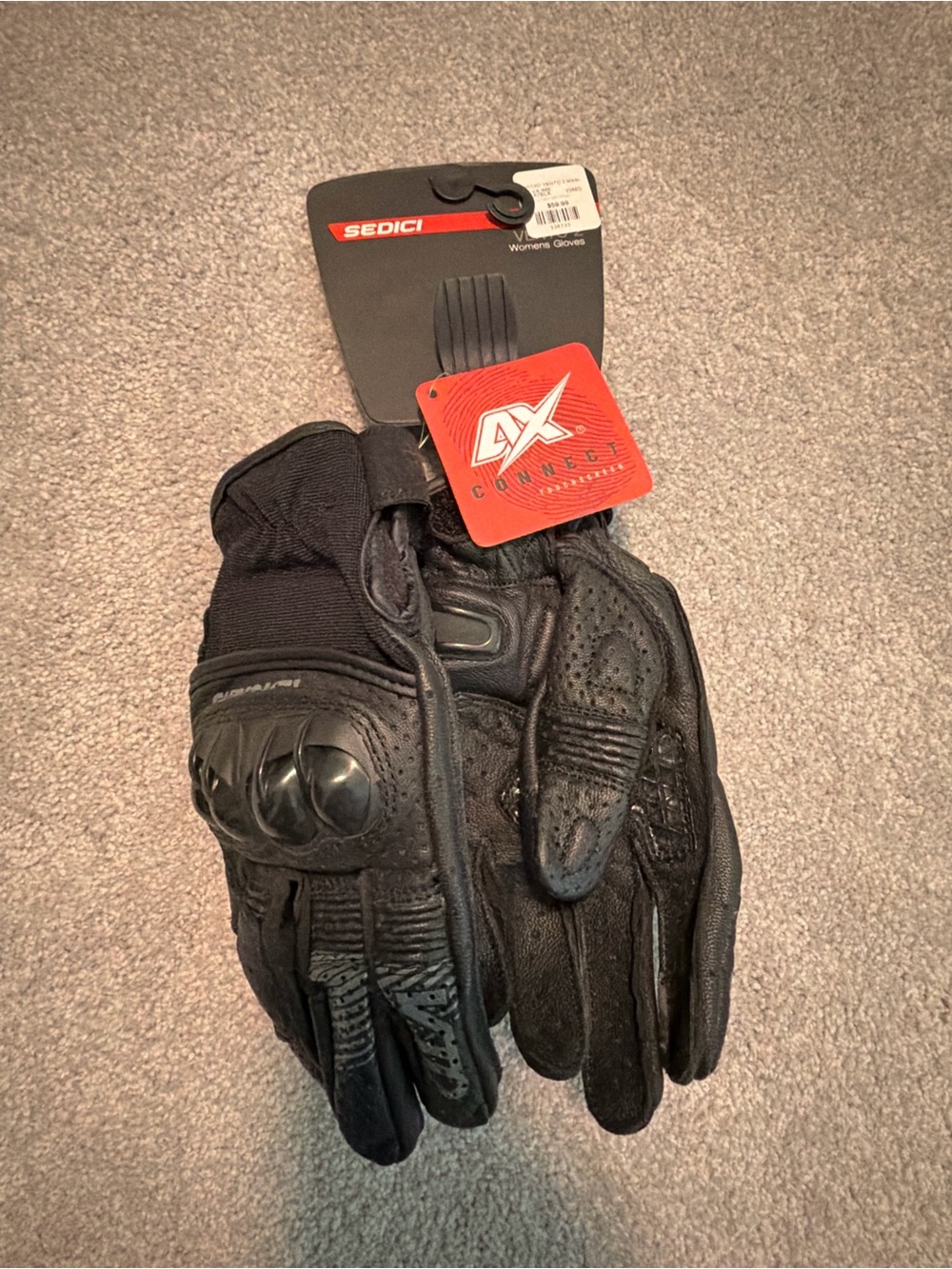 Sedici Women's Black Motorcycle Gloves